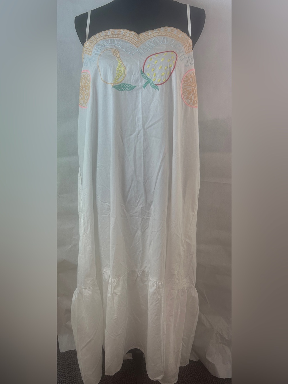 NWT Oddi 3X Fruit Embroidered MaxiDress Cottagecore Resort Vacation Coastal